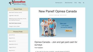 
                            13. New Panel! Opinea Canada – Canadian Paid Surveys