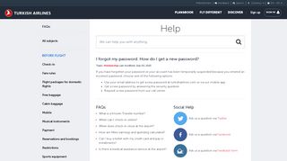 
                            9. New Password for the Account | FAQ - Turkish Airlines