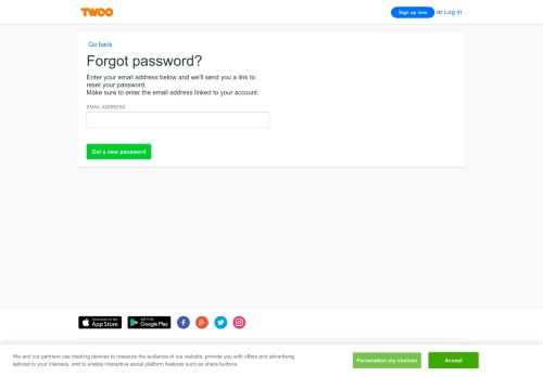 
                            2. New password on Twoo