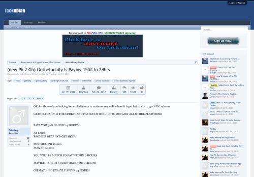 
                            5. (new Ph 2 Gh) Gethelpdaily Is Paying 150% In 24hrs | Jackobian Forums