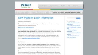 
                            4. New Platform Login Information | Verio Transition Information Site