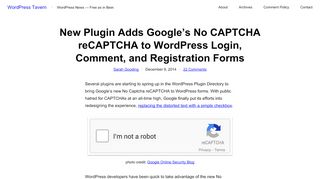 
                            13. New Plugin Adds Google's No CAPTCHA reCAPTCHA to WordPress ...