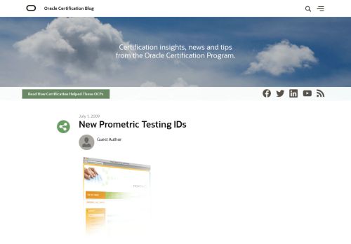 
                            7. New Prometric Testing IDs | Oracle Certification Blog - Oracle Blogs
