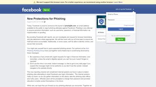 
                            4. New Protections for Phishing | Facebook