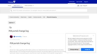 
                            11. New PSB portal change log - F-Secure Community - 82209