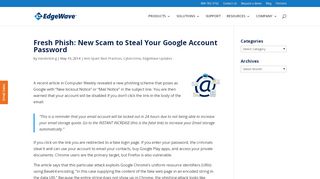 
                            12. New Scam to Steal Your Google Account Password - EdgeWave