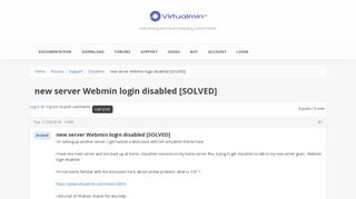 
                            4. new server Webmin login disabled [SOLVED] | Virtualmin