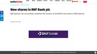 
                            12. New shares in BNF Bank plc - MaltaToday