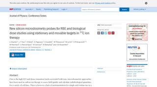 
                            12. New silicon microdosimetry probes for RBE and biological dose ...