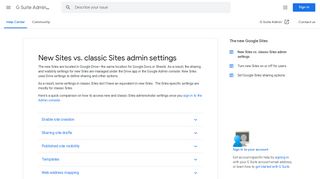 
                            3. New Sites vs. classic Sites admin settings - G Suite ... - Google Support