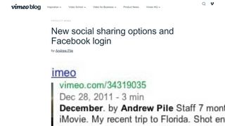 
                            1. New social sharing options and Facebook login! on Vimeo