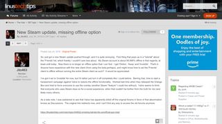 
                            10. New Steam update, missing offline option - Off Topic - Linus Tech Tips
