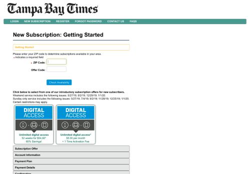 
                            12. New Subscription: Getting Started - Tampa Bay Times