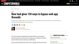 
                            11. New tool gives 150 ways to bypass web app firewalls | Computerworld