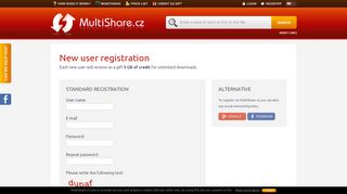 
                            4. New user registration | MultiShare.cz