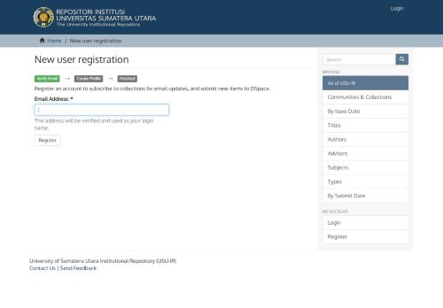 
                            7. New user registration - Repository (USU
