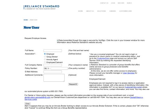 
                            9. New User | Reliance Standard