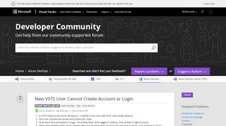
                            6. New VSTS User Cannot Create Account or Login - Developer Community ...