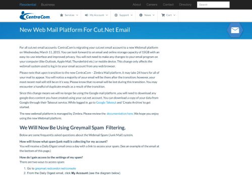 
                            7. New Web Mail Platform for cut.net email - CentraCom