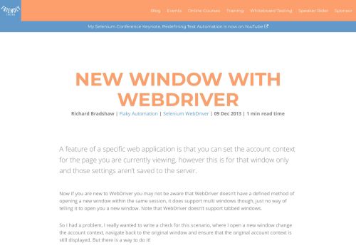 
                            3. New Window With WebDriver | Friendly Tester