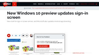 
                            4. ​New Windows 10 preview updates sign-in screen | ZDNet