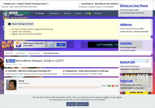 
                            13. NEW - WormMiner Reviews: SCAM or LEGIT? | BeerMoneyForum.com - We ...