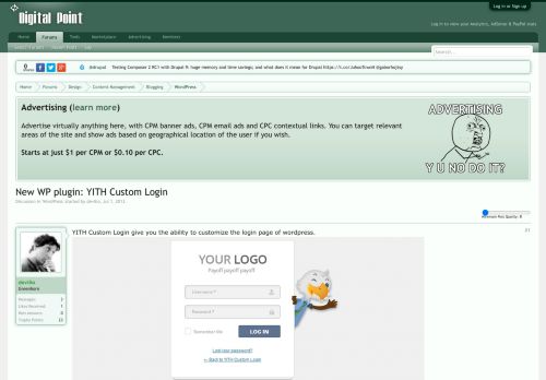 
                            11. New WP plugin: YITH Custom Login - Digital Point Forums