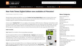
                            4. New York Times Digital Edition now available at Princeton!  ...