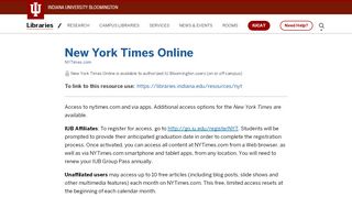 
                            13. New York Times Online | Indiana University Libraries