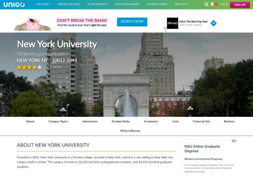 
                            8. New York University Student Reviews, Scholarships, and Details - Unigo