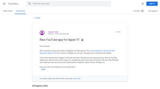 
                            11. New YouTube app for Apple TV - Google Product Forums