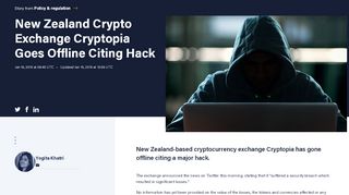 
                            10. New Zealand Crypto Exchange Cryptopia Goes Offline ...