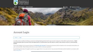 
                            7. New Zealand - DOC Booking Service - Account Login