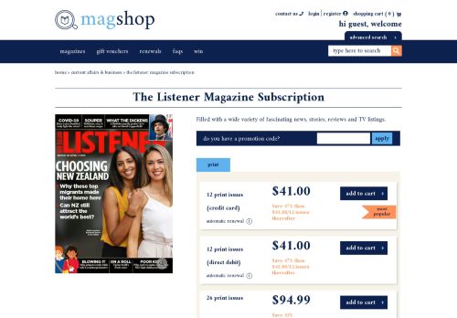 
                            2. New Zealand Listener Magazine Subscription. | Magshop