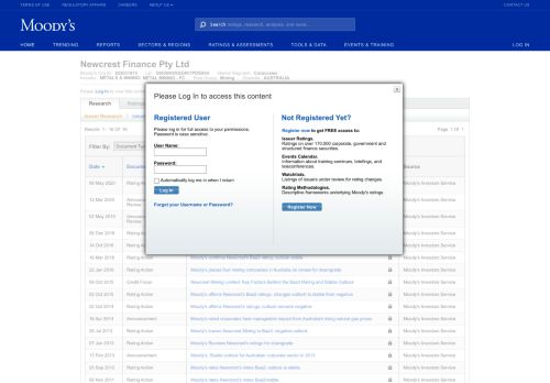 
                            13. Newcrest Finance Pty Ltd Credit Rating - Moody's