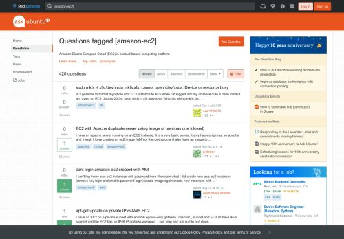 
                            13. Newest 'amazon-ec2' Questions - Ask Ubuntu