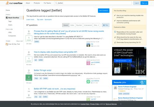 
                            10. Newest 'betfair' Questions - Stack Overflow