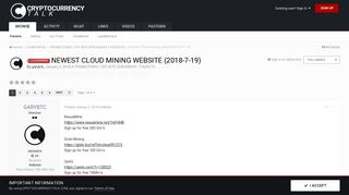 
                            13. Newest Cloud mining website (2018-7-19) - PROMOTIONS ...