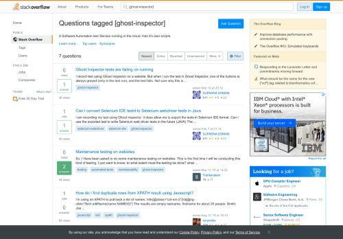 
                            8. Newest 'ghost-inspector' Questions - Stack Overflow