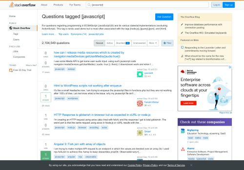 
                            5. Newest 'javascript' Questions - Page 1477 - Stack Overflow