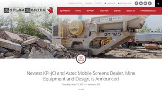 
                            12. Newest KPI-JCI and Astec Mobile Screens Dealer, Mine Equipment ...