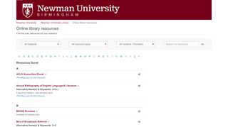 
                            11. Newman University || Library || E-Resources - Databases & e-journals