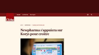 
                            12. Newpharma s'appuiera sur Korys pour croître | L'Echo