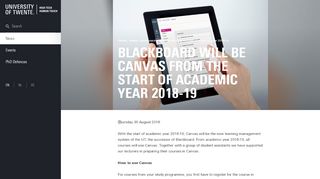 
                            4. News | Blackboard will be Canvas from the start of academic year ...