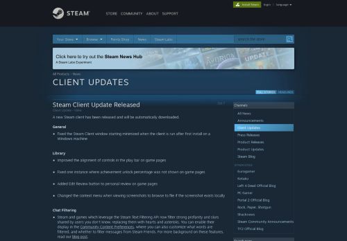 
                            3. News - Client Updates - Steam