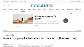 
                            12. News Corp seeks to back a winner with Racenet buy