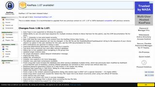 
                            5. News: KeePass 1.07 available! - KeePass