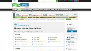 
                            8. News Letter Subscription on moneycontrol.com
