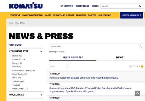 
                            13. News & Press | Komatsu America Corp