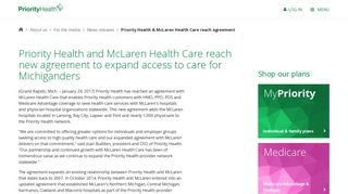 
                            8. News release | Priority Health & McLaren Health Care reach ...